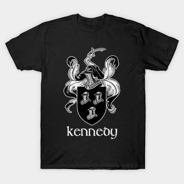 Kennedy / Faded Style Family Crest Coat Of Arms Design T-Shirt by feck!